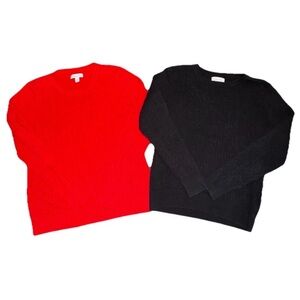 Kim Rogers Women’s Cable Knit Sweaters Bundle of 2 Red & Black Sz Petite Medium